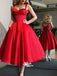 Gorgeous Red Spaghetti Strap Knee Length Homecoming Dresses, EPT124