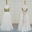 Gold Sequin Top White Tulle Cute Flower Girl Dresses For Wedding Party, FG002 - Wish Gown