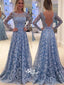 Lace Long Sleeves A-line Formal Cocktail Party Evening Long Prom Dresses Online, PD0182