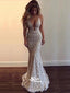 Popular V-neck Lace Beaded Mermaid Open Back Long Evening Prom Dresses, PG1252