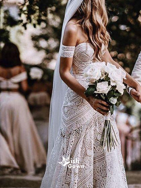 Mermaid Lace Sweetheart Elegant Bridal Long Wedding Dresses, STZ310