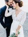 Lace Chiffon 3/4 Sleeves A Line Long Bridal Wedding Dresses, STZ315