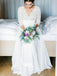 Lace Chiffon 3/4 Sleeves A Line Long Bridal Wedding Dresses, STZ315