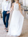 High Neck White Lace Long Sheath Simple Design White Lace Wedding Party Dresses, WD0089