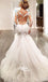 Luxury See Through Long Sleeve Sexy Mermaid Lace Tulle Wedding Dresses, WD0198