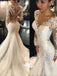 Luxury See Through Long Sleeve Sexy Mermaid Lace Tulle Wedding Dresses, WD0198