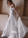 Pretty White Off Shoulder Applique Lace Long Bridal Wedding Dress With Trailing, WDH060