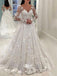 Unique Appliques V-neck Long Sleeves Wedding Dress WDH066