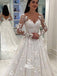 Unique Appliques V-neck Long Sleeves Wedding Dress WDH066