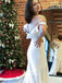 Unique White Off-shoulder Mermaid Long Wedding Dress, WDH075