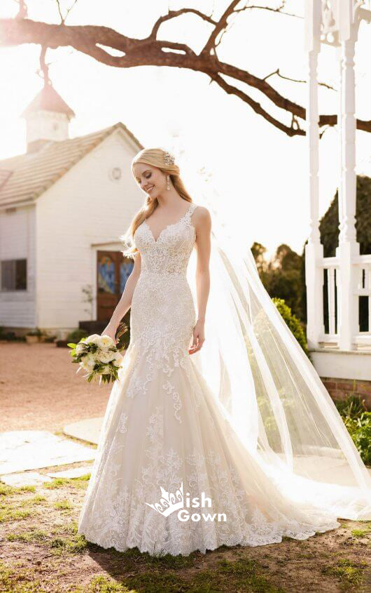 Mermaid Lace Applique Elegant Bridal Long Wedding Dresses, WDH078