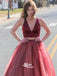 Popular V Neck Open Back Two Pieces Cheap Long Evening Prom Dresses, WG1021