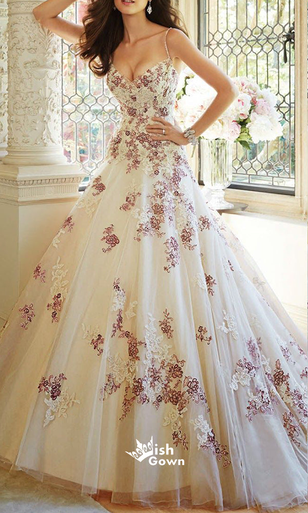 Inexpensive Beautiful Unique Flowers Charming Long Prom Dresses, WG1046