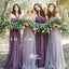 Purple Tulle Convertiable Mismatched Long Wedding Party Dresses Cheap Charming Bridesmaid Dresses, WG34