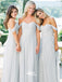 Charming Off the Shoulder Sweetheart Chiffon Long Cheap Bridesmaid Dresses, WG463