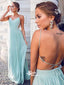 Cheap Simple Chiffon Open Back Cheap Tiffany Blue Prom Dress, Junior Sexy Long Wedding Party Dresses, WG50