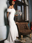 Chic White Off-shoulder Mermaid Long Wedding Dress, WGB002