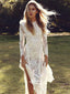 Vintage Lace Long Sleeve Backless Sexy Charming Beach Wedding Dresses, WGB006