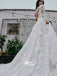 Sexy Long Sleeves Lace Tulle Appliques A-line Wedding Party Dresses With Trailing, WGB012