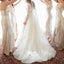 Champagne Sequin Spaghetti Strap Faux-Wrap Split Bridesmaid Dresses, WGM006