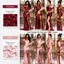 Blush Burgundy Mermaid Sexy High Slit Burnt Brown Satin Long Bridesmaid Dresses, WGM012