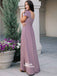 Square Collar Purple Chiffon A-line Floor-Length Wedding Party Bridesmaid Dresses, WGM022