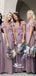 Square Collar Purple Chiffon A-line Floor-Length Wedding Party Bridesmaid Dresses, WGM022