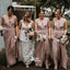 Simple Dusty V-neck Sleeveless Sheath Pink Floor Length Bridesmaid Dresses, WGM030