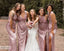 Different Colors Mismatched Soft Satin Backless Sits Long Sheath Bridesmaid Dress, WGM034