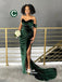 Dark Green Mismatched Sweetheart Satin Velvet Mermaid Bridesmaid Dresses, WGM046