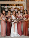 Romance Multiple Types Dusty Rose Satin Velvet Mermaid Bridesmaid Dresses, WGM050