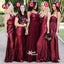 Multiple Types Sparkly Burgundy Sequin Long Bridesmaid Dresses Prom Dresses, WGM057