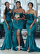 Mismatched Soft Satin Slits Sweetheart Mermaid Wedding Guest Bridesmaid Dresses, WGM083