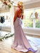 Mismatched Styles Pale Pink Soft Satin Spaghetti Straps Mermaid Long Bridesmaid Dresses, WGM097