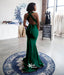 Green Convertible Soft Satin Halter Lace Up Backless Long Mermaid Bridesmaid Dresses, WGM102