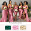 Pink Mismatched Strapless Sweetheart Soft Satin Slits Long Mermaid Bridesmaid Dresses, WGM110