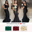 Black Mermaid Off Shoulder Floor length Wedding Guest Bridesmaid Dresses, WGM112