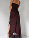 Vintage Burgundy Sheath Spaghetti Straps Slits Long Wedding Guest Bridesmaid Dresses, WGM114