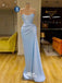 Light Blue Sheath Mermaid Long Satin Mixed Styles Sweep Train Prom Gowns Bridesmaid Dresses, WGM115