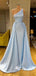 Light Blue Sheath Mermaid Long Satin Mixed Styles Sweep Train Prom Gowns Bridesmaid Dresses, WGM115