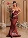 Mismatched Off Shoulder Pleats Squins Sweetheart Mermaid Soft Satin Long Bridesmaid Dresses, WGM117