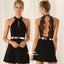 Chic Black Patchwork Lace Backless Cut Out Party Prom Mini Homecoming Dress, WGP015