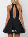 Sexy Charming Simple Black Halter Backless Homecoming Prom Dress, WGP022