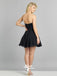 Strapless Sweetheart Neck Black Applique A-line Chiffon Short Homecoming Prom Dress, WGP027