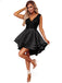 V-neck Sleeveless Sequin Sparkly Black Satin A-line Short Homecoming Prom Dress, WGP034