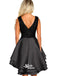 V-neck Sleeveless Sequin Sparkly Black Satin A-line Short Homecoming Prom Dress, WGP034