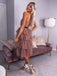 Gorgeous Dusty Rose Halter Knee-length Open Back Melaleuca Homecoming Prom Dress, WGP036