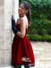 Simple Red Velvet Strapless Sweetheart Junior Short Graduation Homecoming Dresses, WGP039