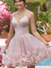 Popular Pink Spaghetti Strap Petal Tulle Short Homecoming Prom Gowns Dress, WGP044