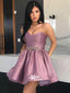 Light Purple Strapless Sweetheart A-line Satin Short Freshman Lovely Cocktail Homecoming Dress, WGP058